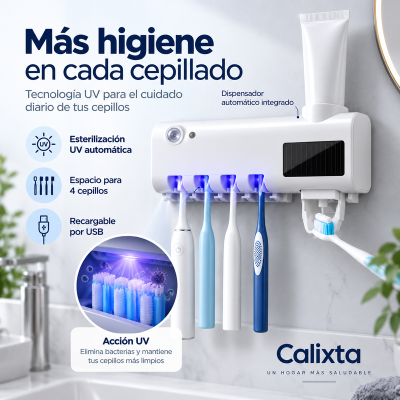 Esterilizador UV para Cepillos + Dispensador Automático